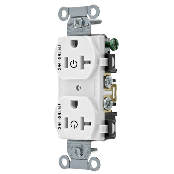 Hubbell Wiring Device-Kellems Straight Blade Receptacle, 5-20R, 20 A, 125V AC, 2 Pole, 3 Wire, Grounded BR20C2WHI - main